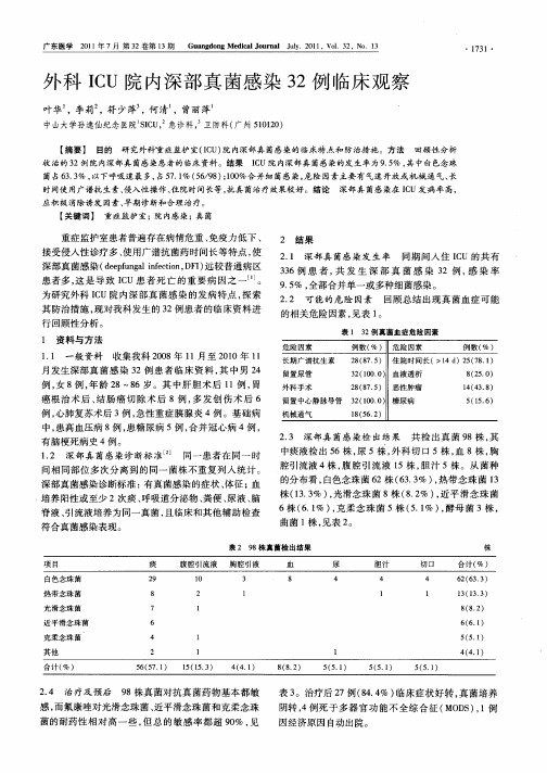 外科ICU院内深部真菌感染32例临床观察