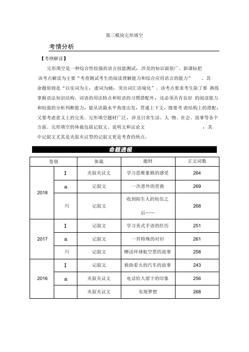 2019高考英语二轮复习试题：第三模块完形填空