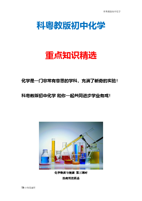 科粤教版初中化学九年级全册《化学物质与健康》同步练习3新版精选汇总