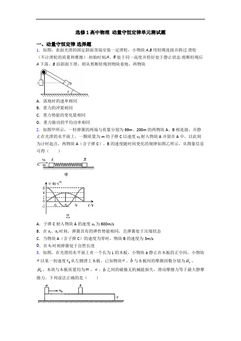 选修1高中物理 动量守恒定律单元测试题