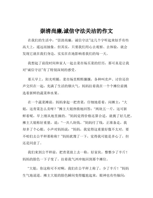 崇清尚廉,诚信守法关洁的作文