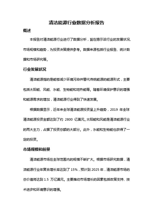 清洁能源行业数据分析报告