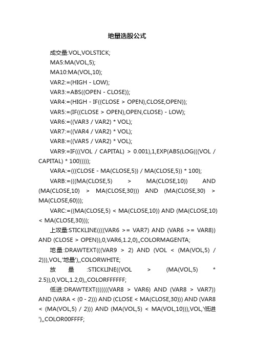 地量选股公式