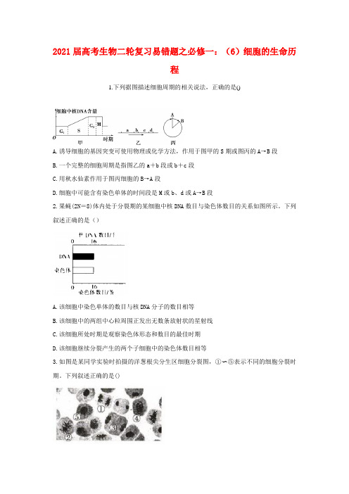 2021届高考生物二轮复习易错题之必修一：(6)细胞的生命历程