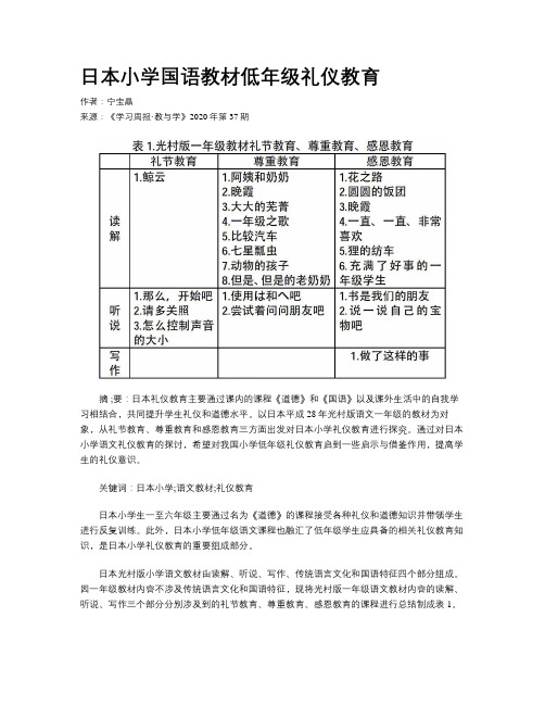 日本小学国语教材低年级礼仪教育