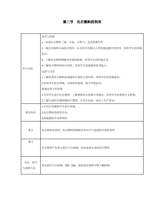 6.2化石燃料的利用教案