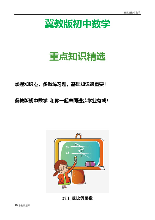 冀教版初中数学九年级上册导学案27.1反比例函数