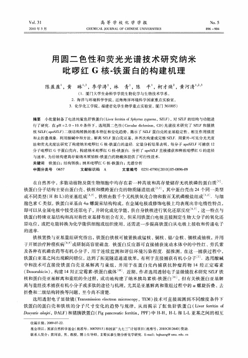 用圆二色性和荧光光谱技术研究纳米吡啰红G核-铁蛋白的构建机理