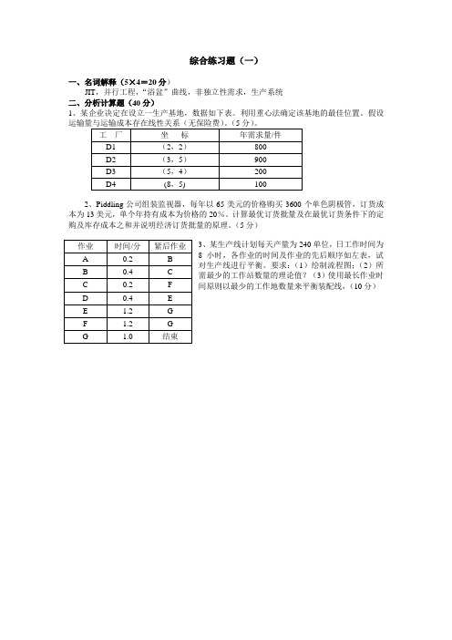 生产运作管理试题(含答案)