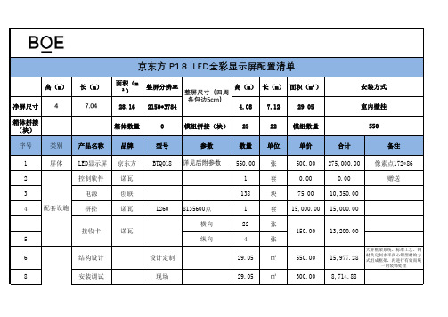 京东方室内P1.86全彩LED屏报价单