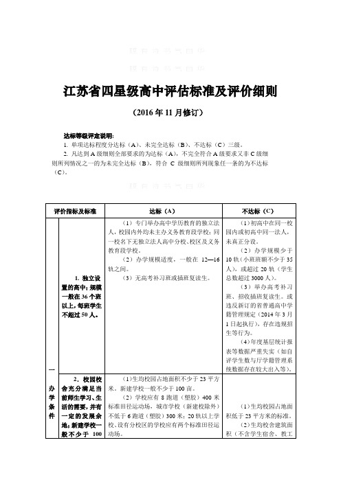 江苏省四星级高中评估标准及评价细则