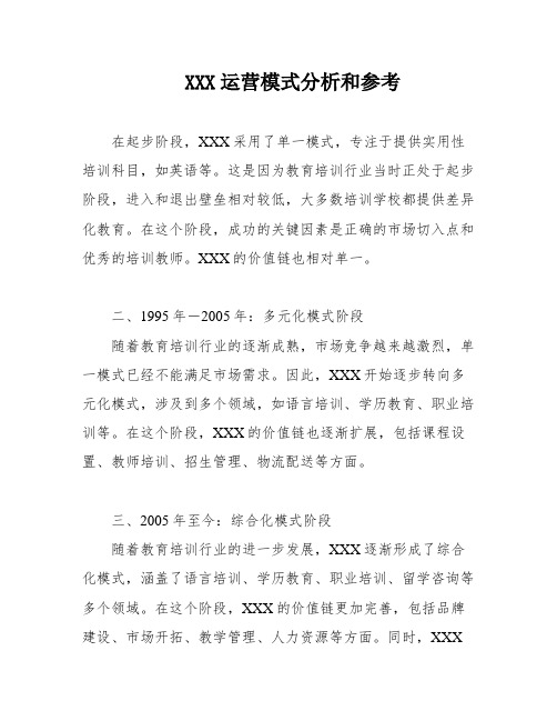 XXX运营模式分析和参考