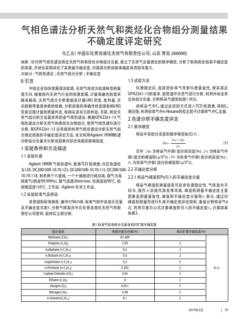 气相色谱法分析天然气和类烃化合物组分测量结果不确定度评定研究