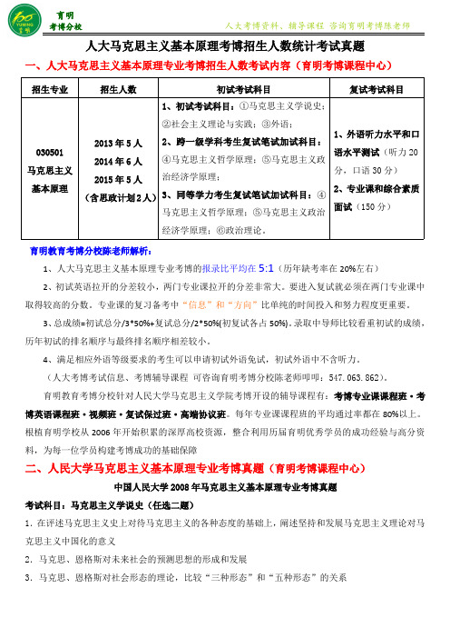 人大马克思主义基本原理专业考博考试资料报名指导-育明考博