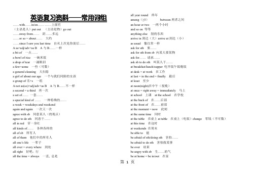 中考英语词组总复习[整理版]7页word文档