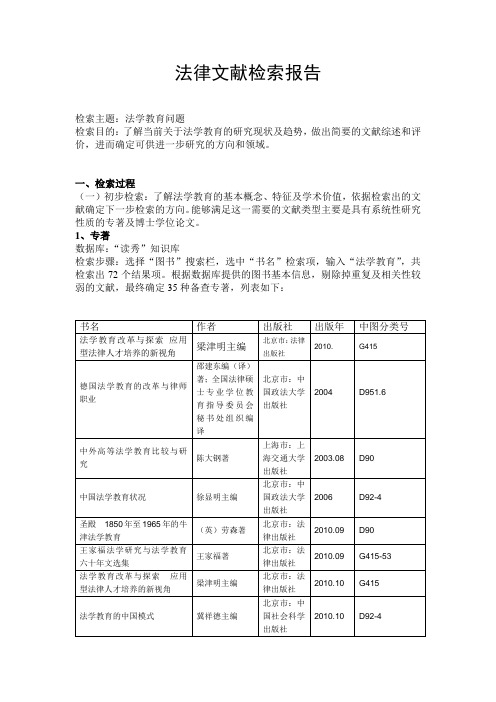 法律文献检索报告(范例)