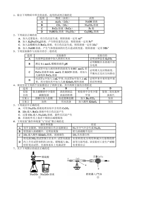 离子检验实验试题(含答案)