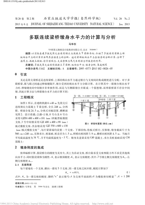 多联连续梁桥墩身水平力的计算与分析_马华东