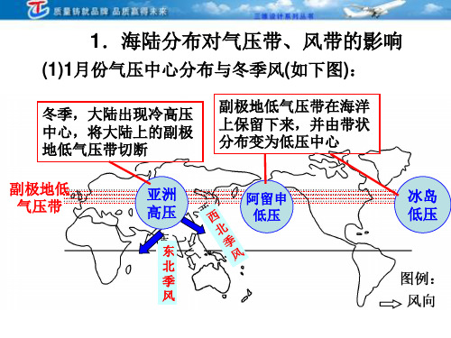 海陆分布对气压带风带的影响和季风