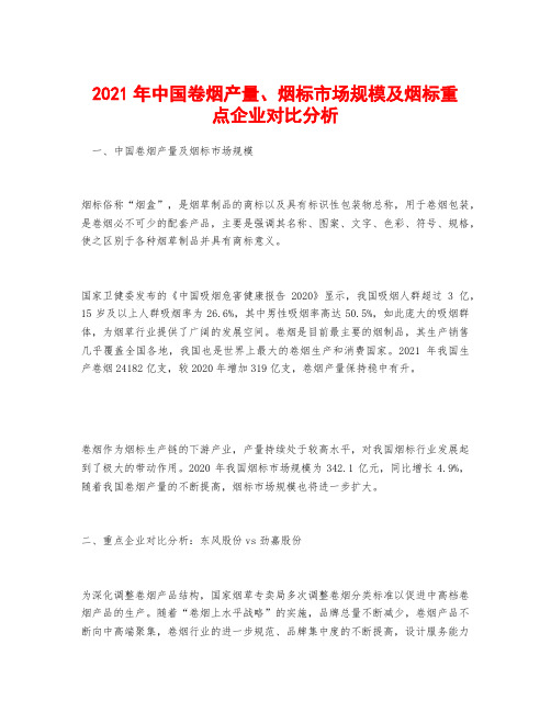 2021年中国卷烟产量、烟标市场规模及烟标重点企业对比分析