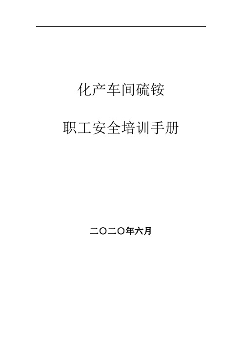 硫铵工段职工安全培训手册