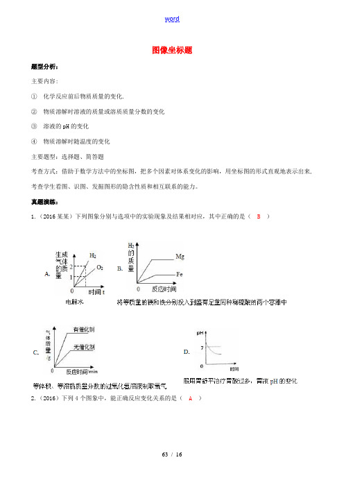 中考化学总复习 专题精品课 第6课 图像坐标题-人教版初中九年级全册化学试题