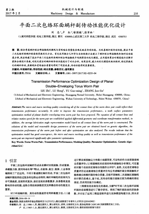 平面二次包络环面蜗杆副传动性能优化设计