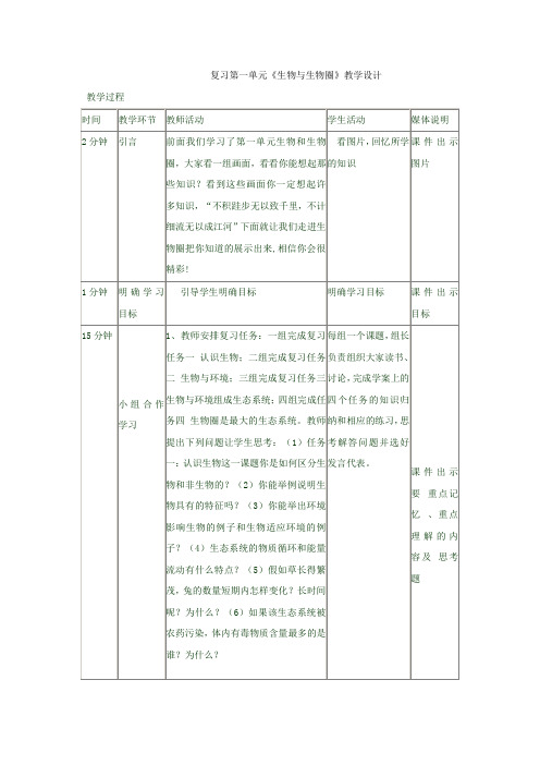 初中生物_生物和生物圈教学设计学情分析教材分析课后反思