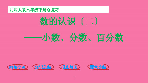 六年级下册数学-总复习-数与代数-小数、分数、百分数∣北师大版 ppt课件