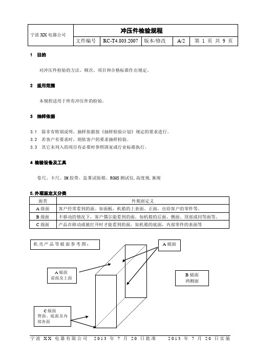 常见冲压件检验标准