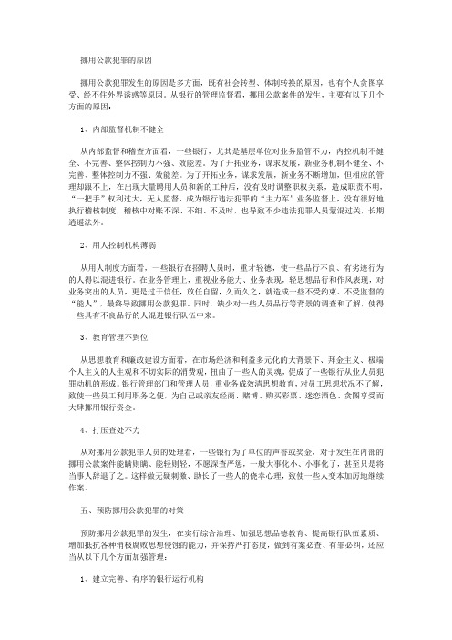 挪用公款犯罪的原因和对策