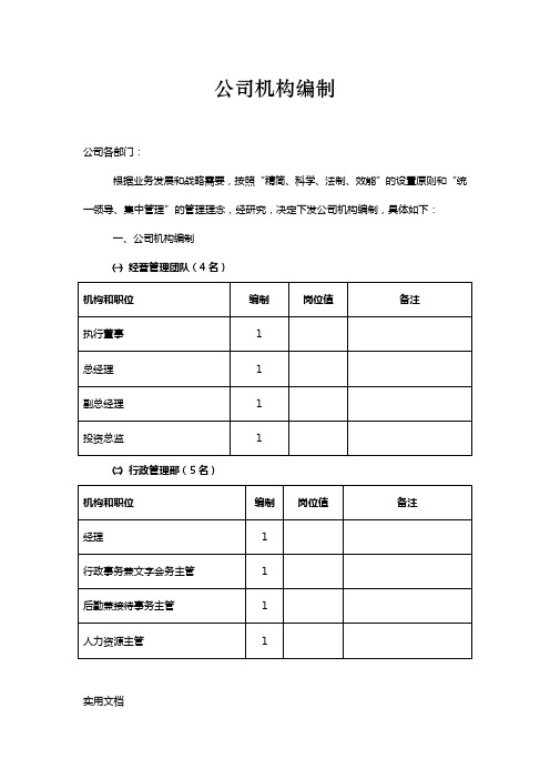 《公司机构编制》word版