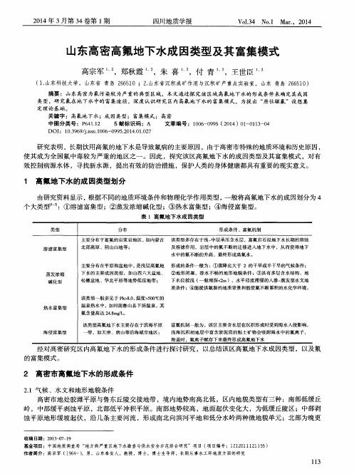 山东高密高氟地下水成因类型及其富集模式