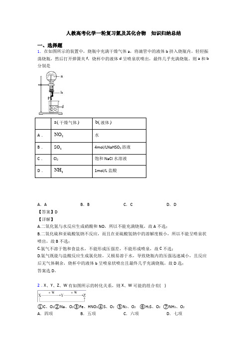 人教高考化学一轮复习氮及其化合物  知识归纳总结