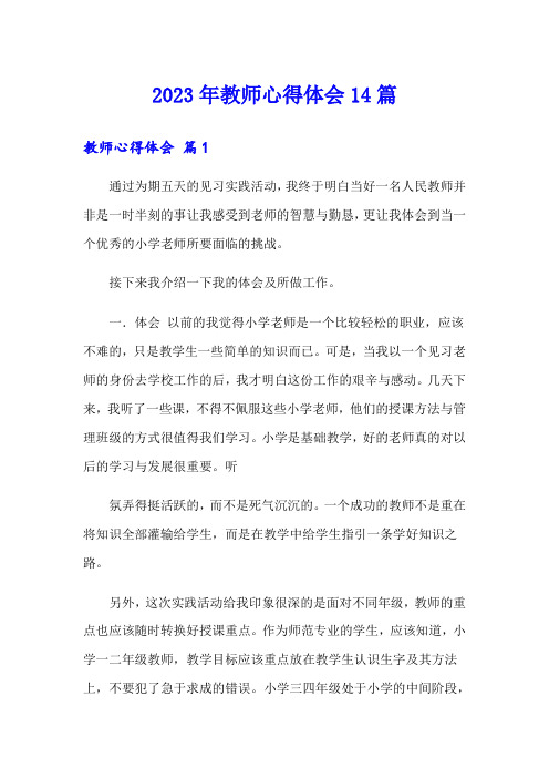 2023年教师心得体会14篇