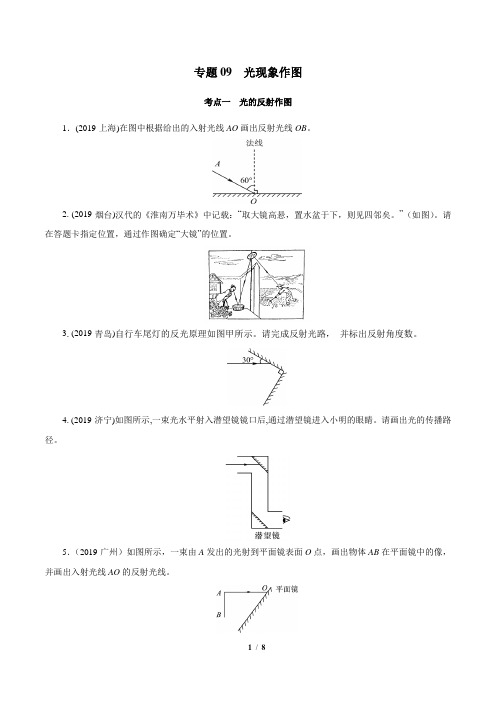 中考物理精选考点专项突破题集专题09 光现象作图(原卷版)