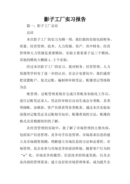 影子工厂实习报告