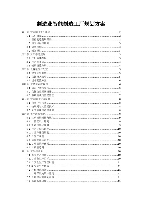 制造业智能制造工厂规划方案