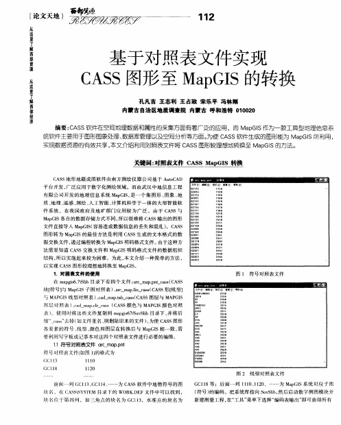 基于对照表文件实现CASS图形至MapGIS的转换