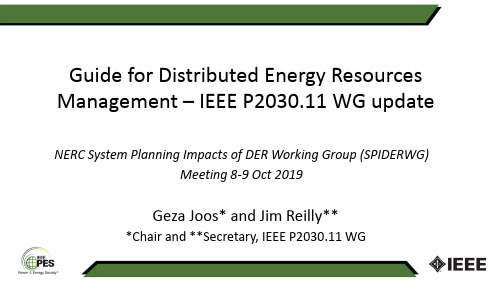 IEEE P2030.11 WG Distributed Energy Resources Mana