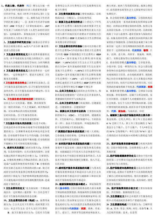 卫生经济学复习重点