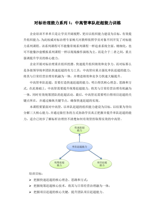 对标治理能力系列1中高管率队赶超能力训练杨天河