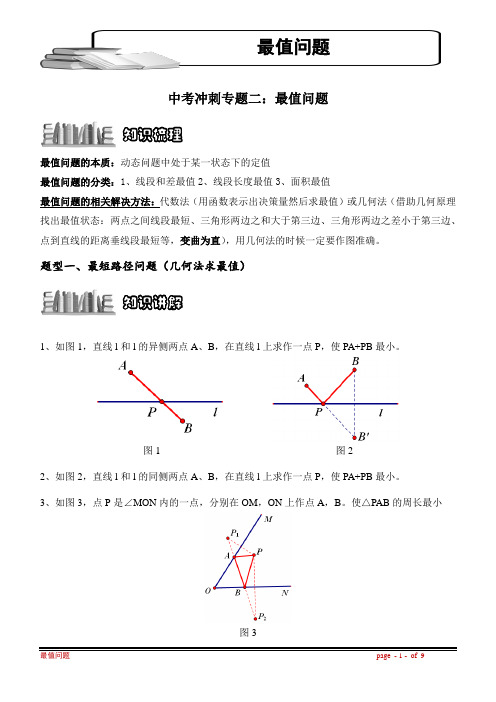 广州中考冲刺专题：最值问题