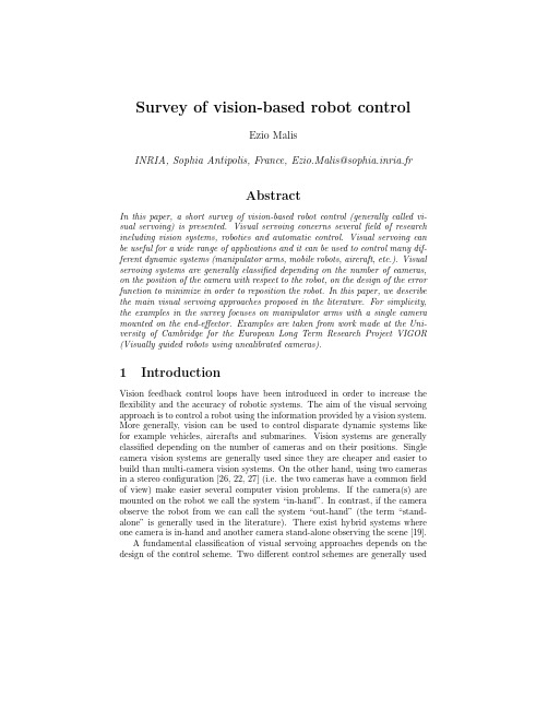 Survey of vision-based robot control