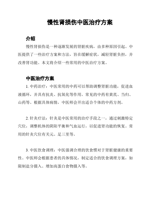 慢性肾损伤中医治疗方案