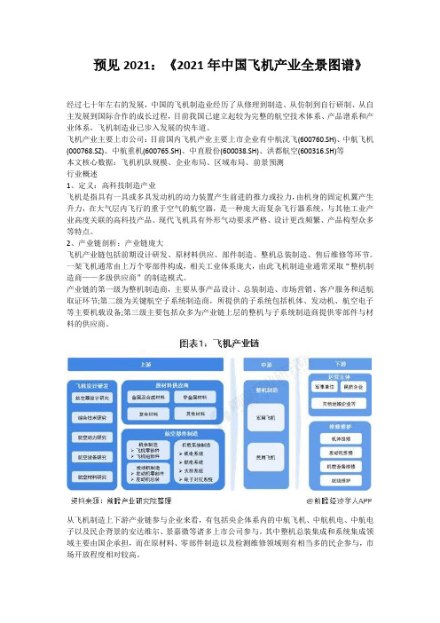 预见2021：《2021年中国飞机产业全景图谱》