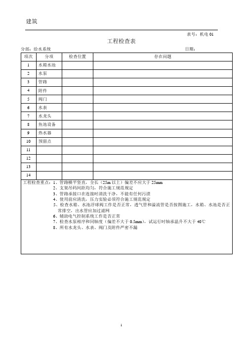 机电工程质量检查表