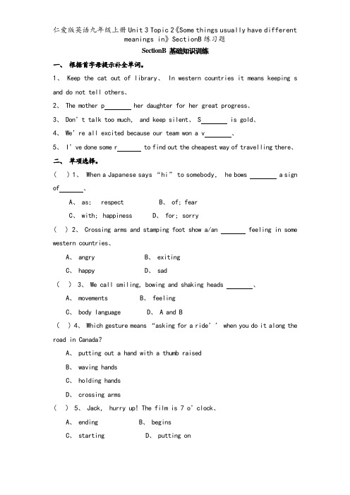 仁爱版英语九年级上册Unit 3 Topic 2《Some things usually have 