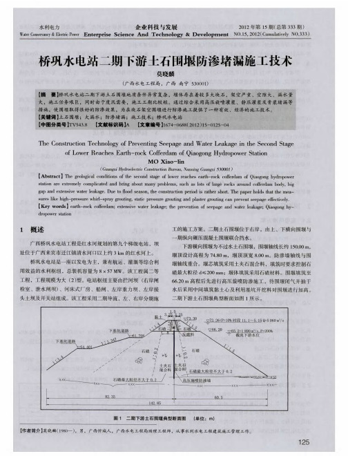 桥巩水电站二期下游土石围堰防渗堵漏施工技术