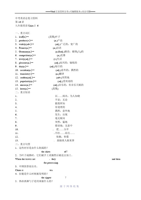 【人教版】中考英语总复习九年级全册Unit5-6